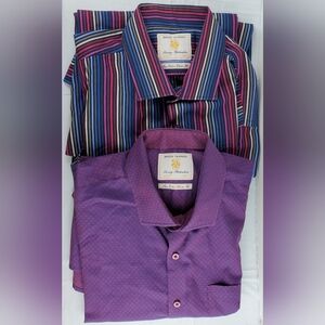 Brook Taverner Cotton Classic Fit Dress Shirts Size 17.5" × 35" - Lot of 2 - EUC